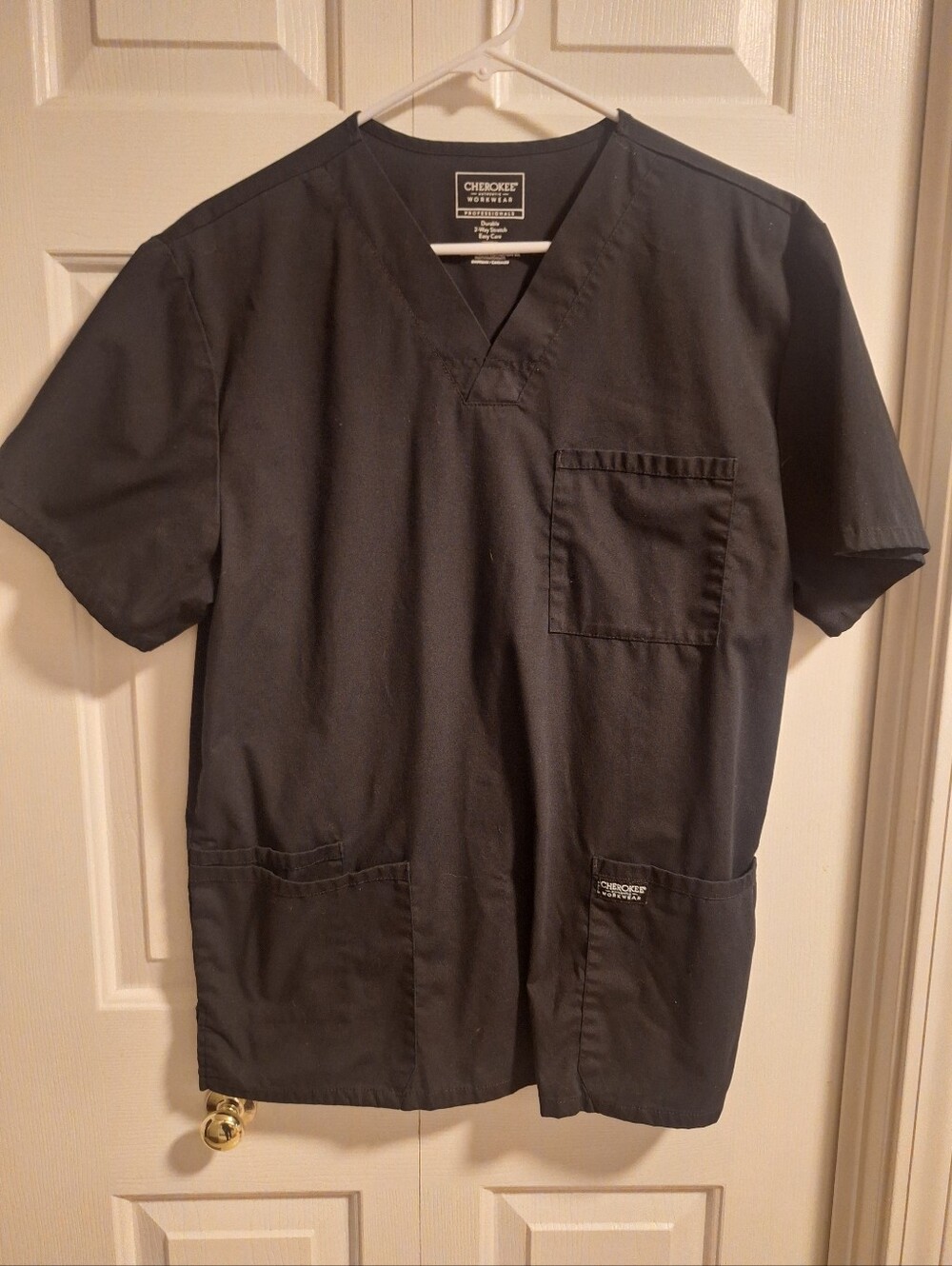 Cherokee Workwear Dark Black Scrub Top Medium